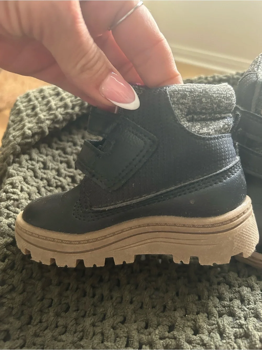 Carter's Black Kids Ankle Boots with Tan Outsole